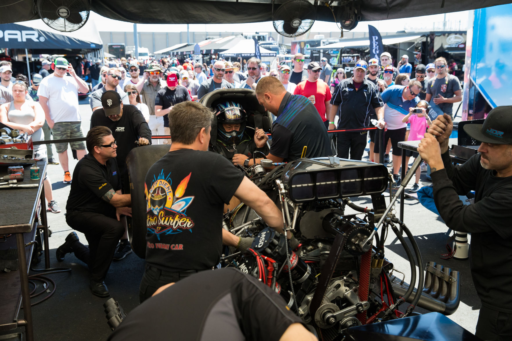 Saturday action at the NGK Spark Plugs NHRA 4-Wide Nationals.